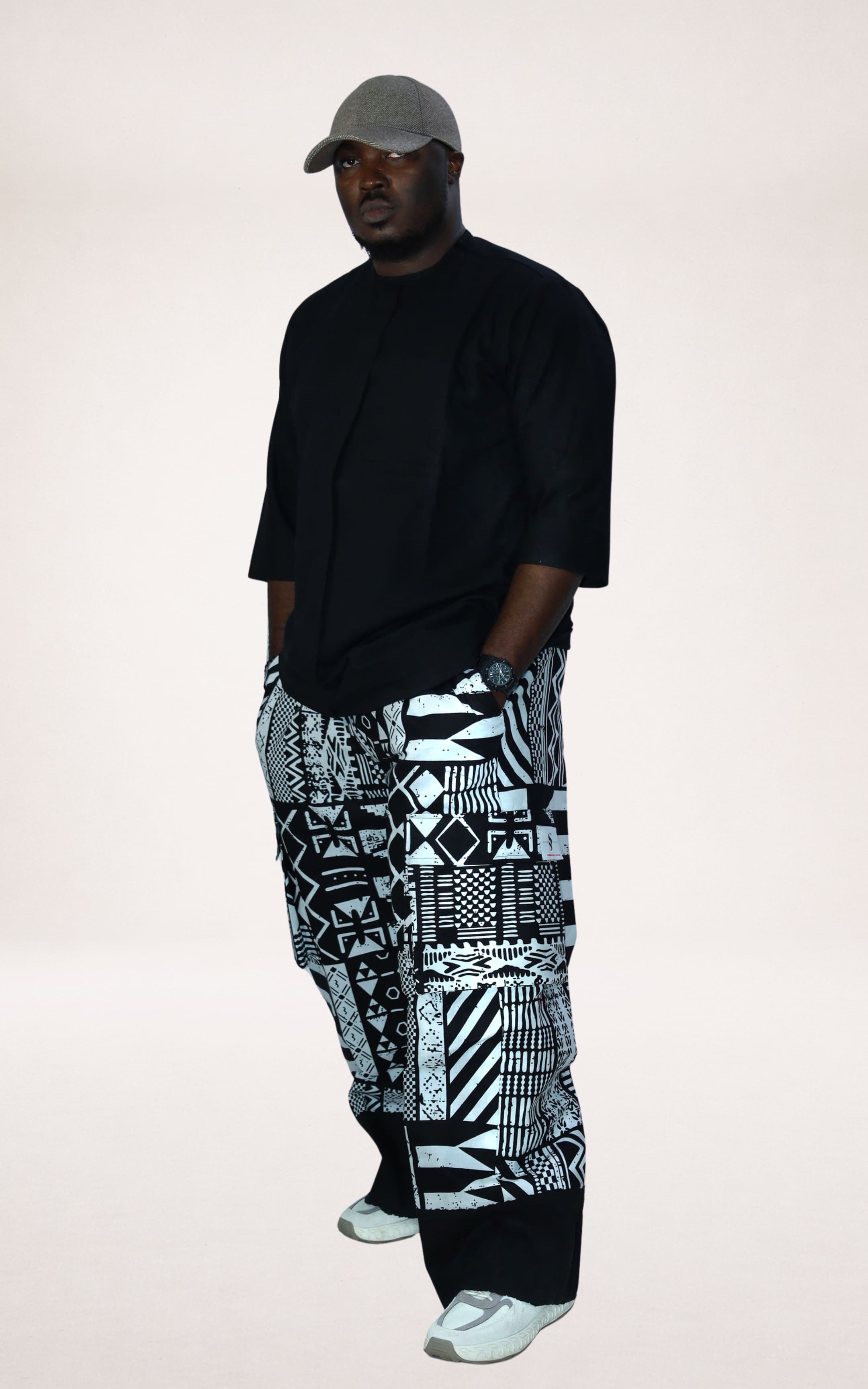 Black & White Aso-oke Trousers