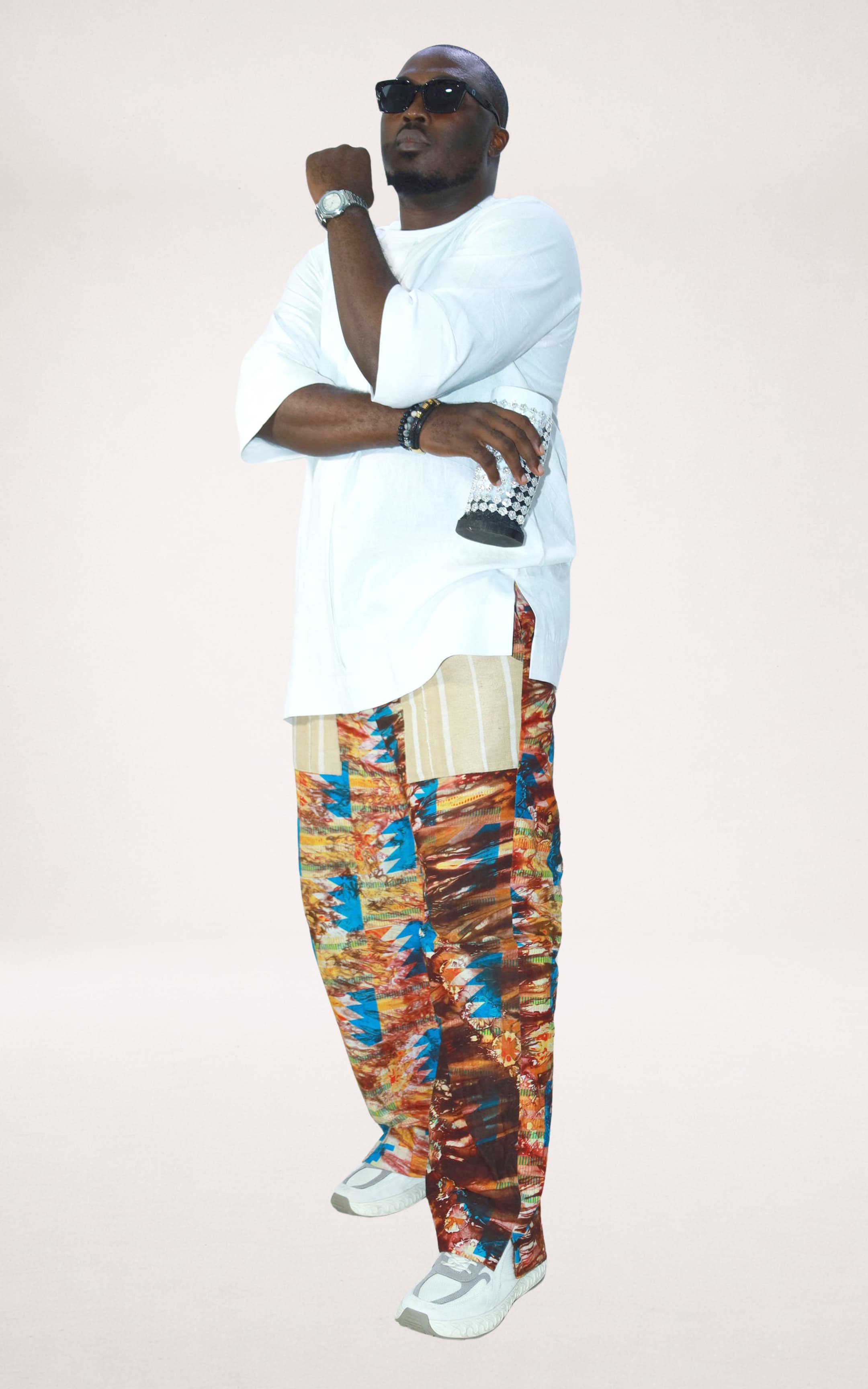 Sunset Adire Trousers and White Native Shirt