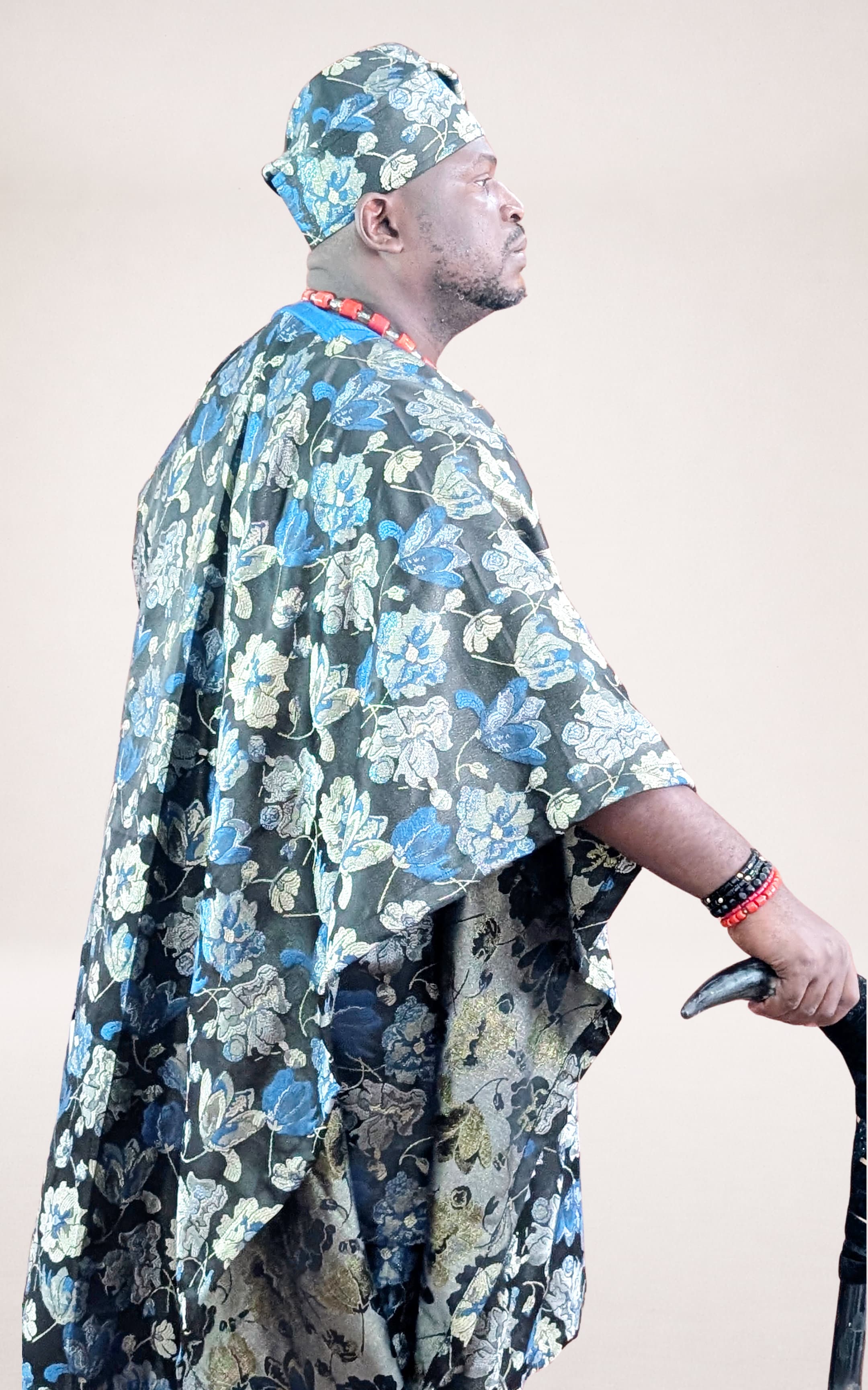 Blue Yoruba Agbada with Flower Patterns - page 6