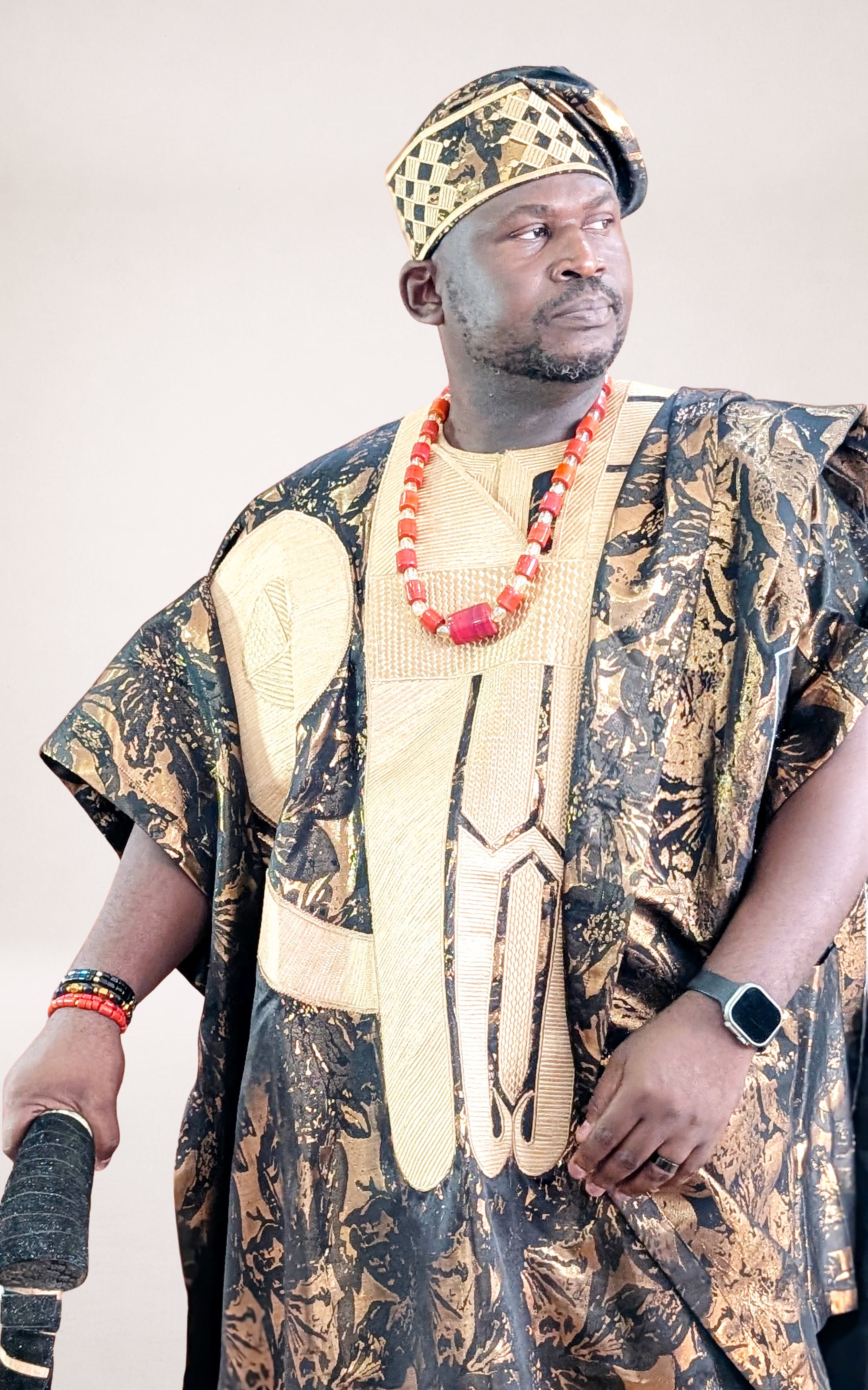 Gold Agbada with Abstract Patterns
