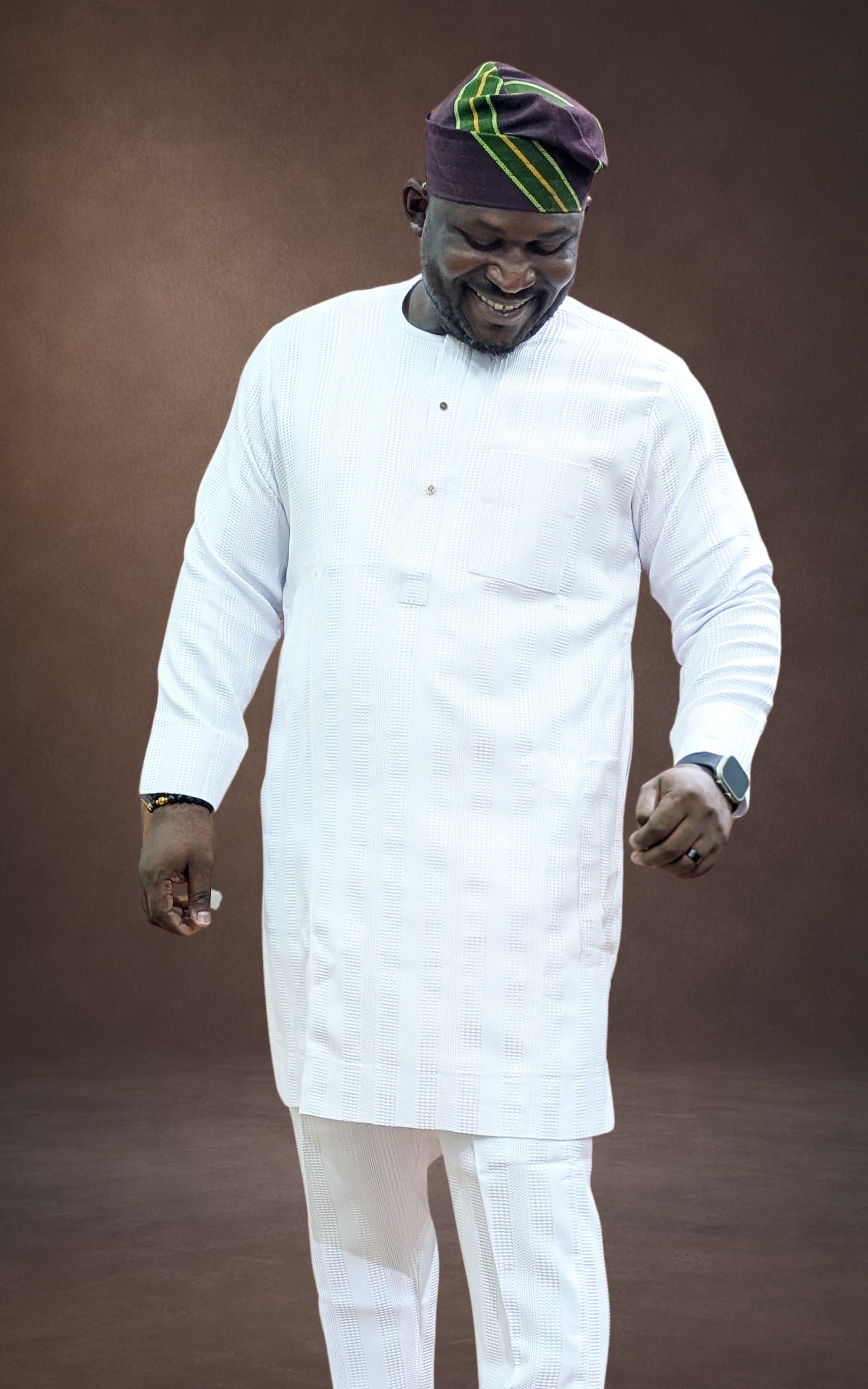 White Textured Kaftan Set - page 4