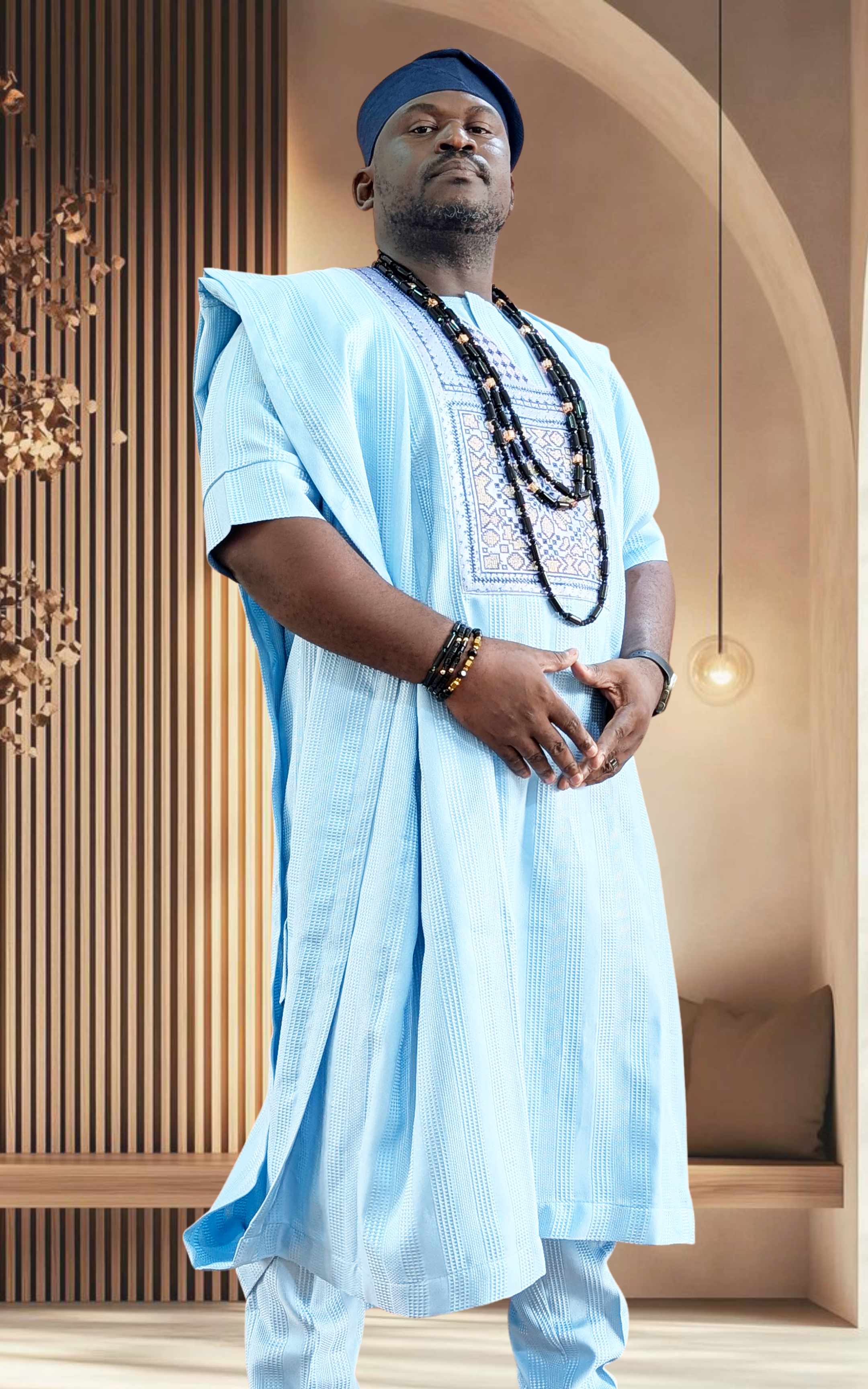 Sky Blue Embroidered Agbada Set - page 4