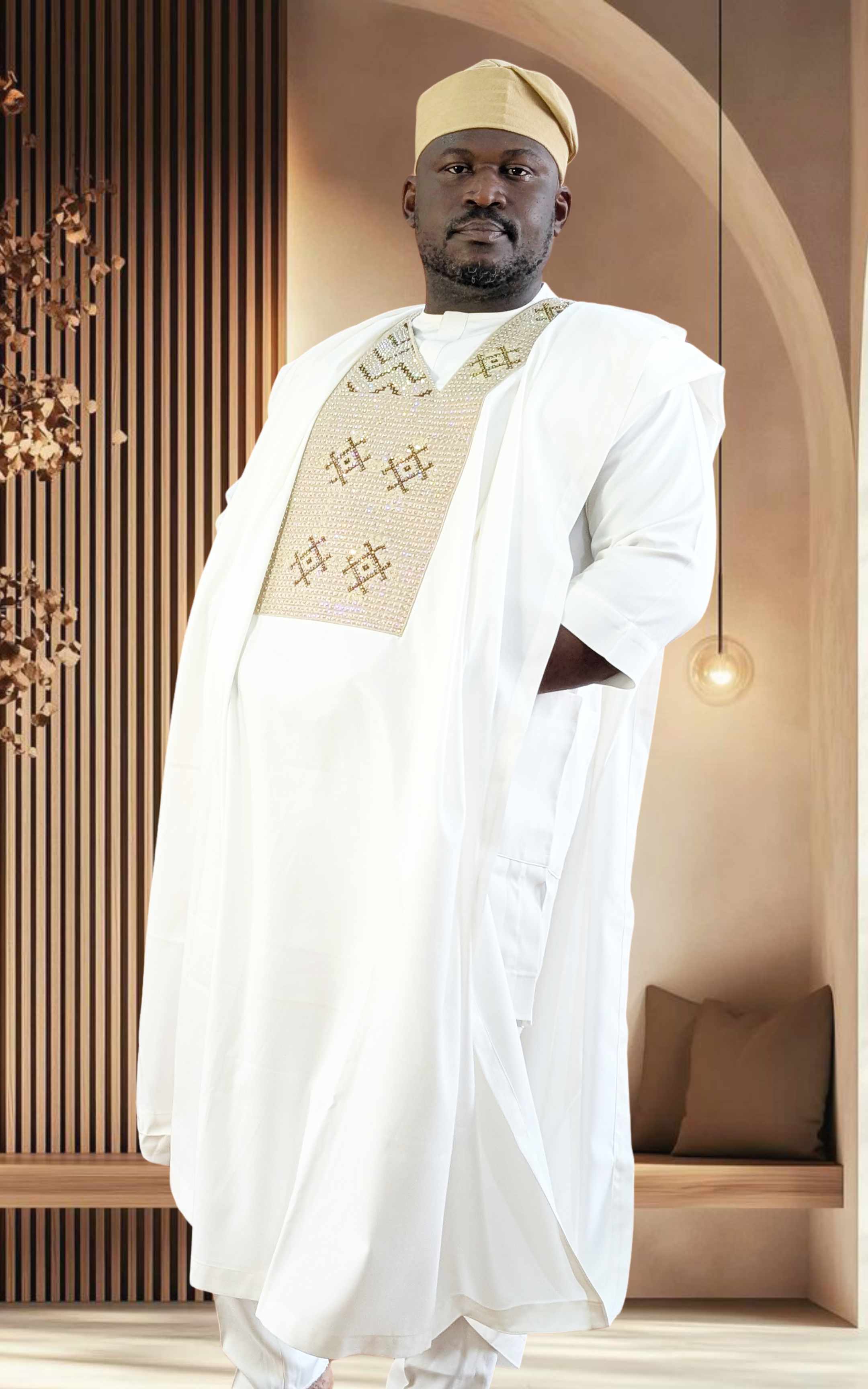 White/Gold Embroidered Agbada Set - page 5